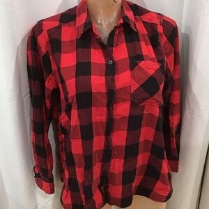 Time and Tru TM Red and Black Plaid Shirt